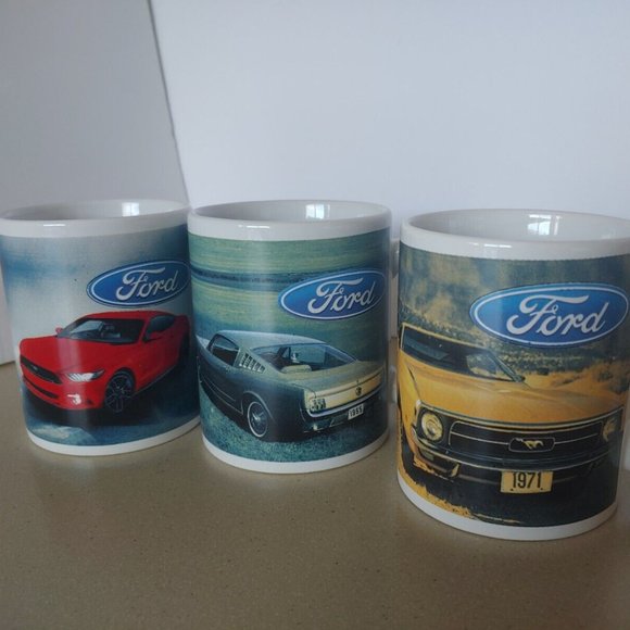 Official Ford Mustang 3 Mug Set 1971 1965 Coffee Cup DAD GIFT Official Car Auto - Picture 1 of 9
